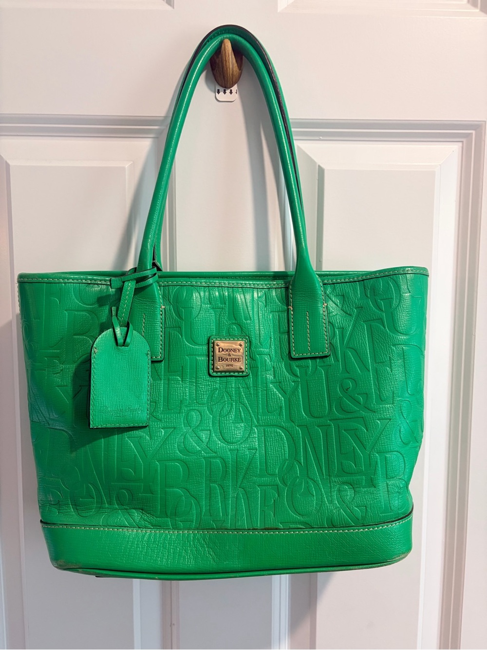 Dooney & Bourke Kelly Green Embossed Leather Tote